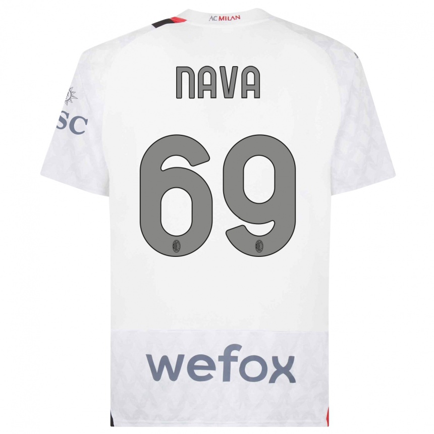 Vaikiškas Lapo Nava #69 Baltas Išvykos Marškinėliai 2023/24 T-Shirt