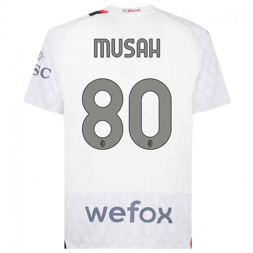 Vaikiškas Yunus Musah #80 Baltas Išvykos Marškinėliai 2023/24 T-Shirt