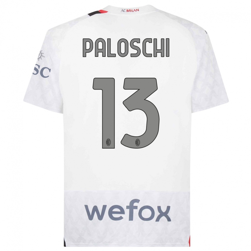 Vaikiškas Dorian Paloschi #13 Baltas Išvykos Marškinėliai 2023/24 T-Shirt