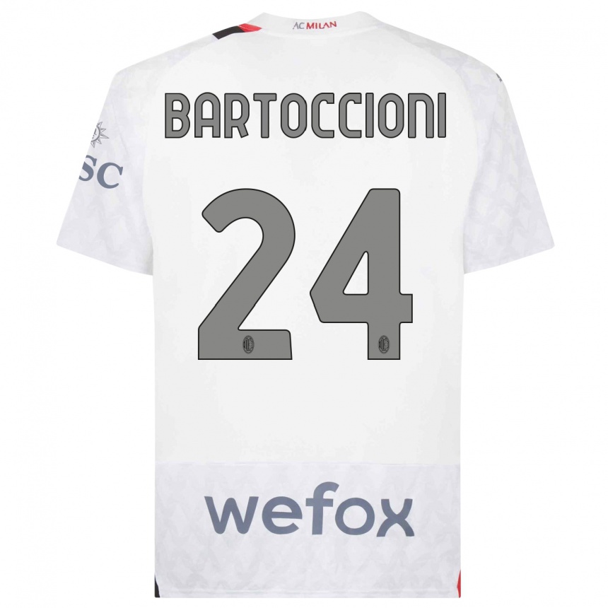 Vaikiškas Andrea Bartoccioni #24 Baltas Išvykos Marškinėliai 2023/24 T-Shirt