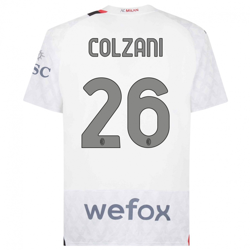 Vaikiškas Edoardo Colzani #26 Baltas Išvykos Marškinėliai 2023/24 T-Shirt