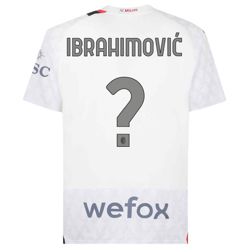 Vaikiškas Maximilian Ibrahimović #0 Baltas Išvykos Marškinėliai 2023/24 T-Shirt