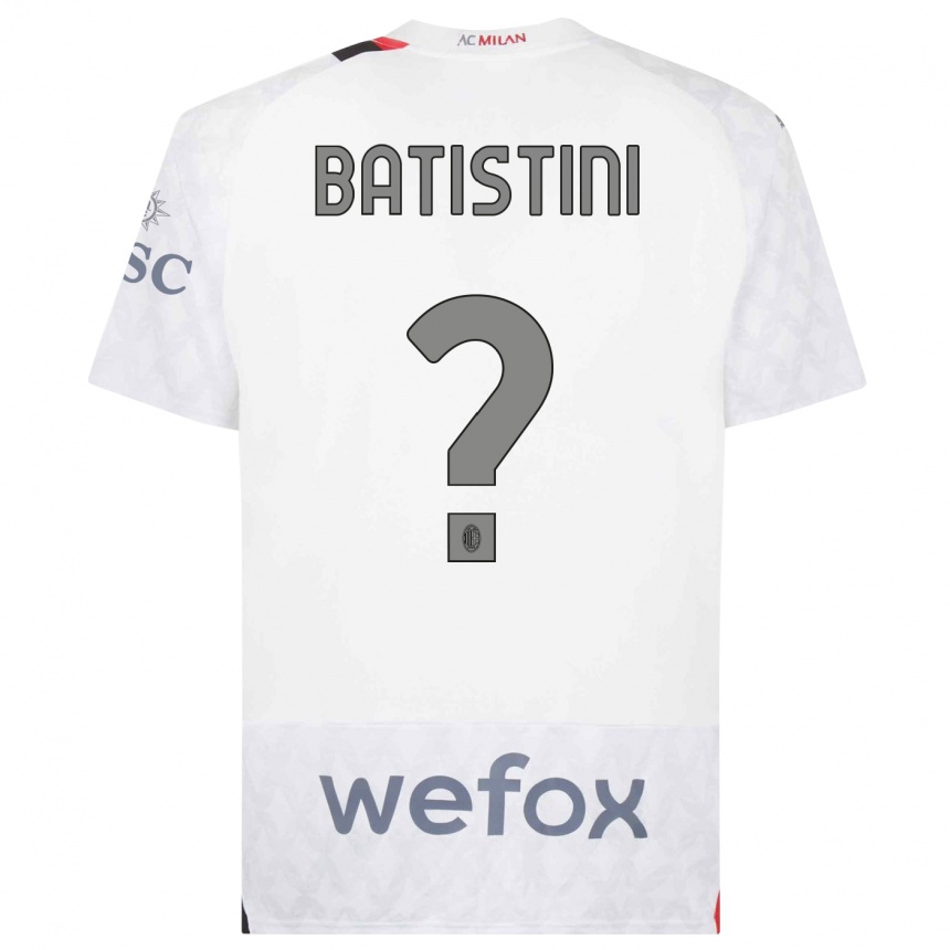 Vaikiškas Simone Batistini #0 Baltas Išvykos Marškinėliai 2023/24 T-Shirt