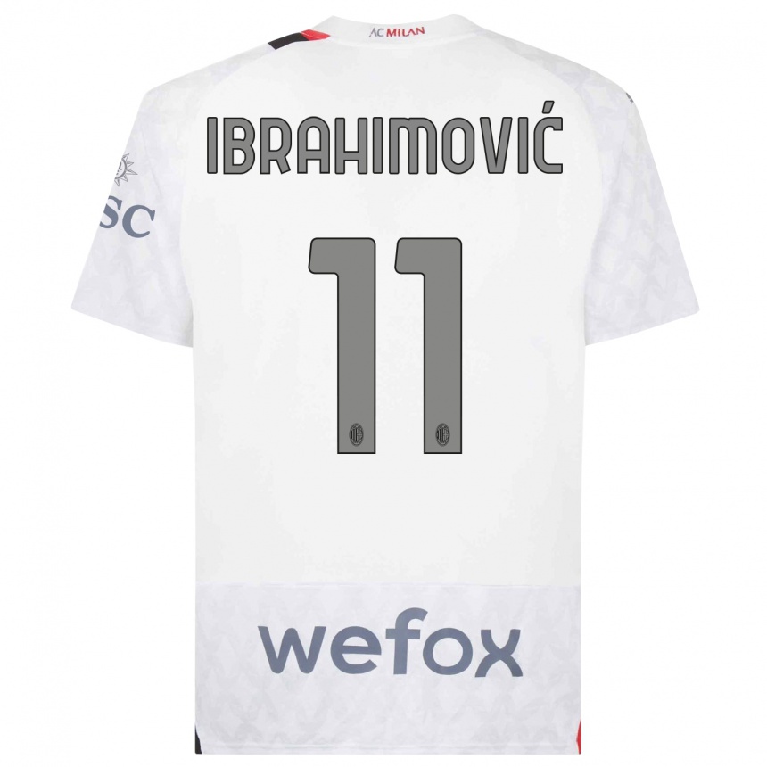 Vaikiškas Zlatan Ibrahimovic #11 Baltas Išvykos Marškinėliai 2023/24 T-Shirt