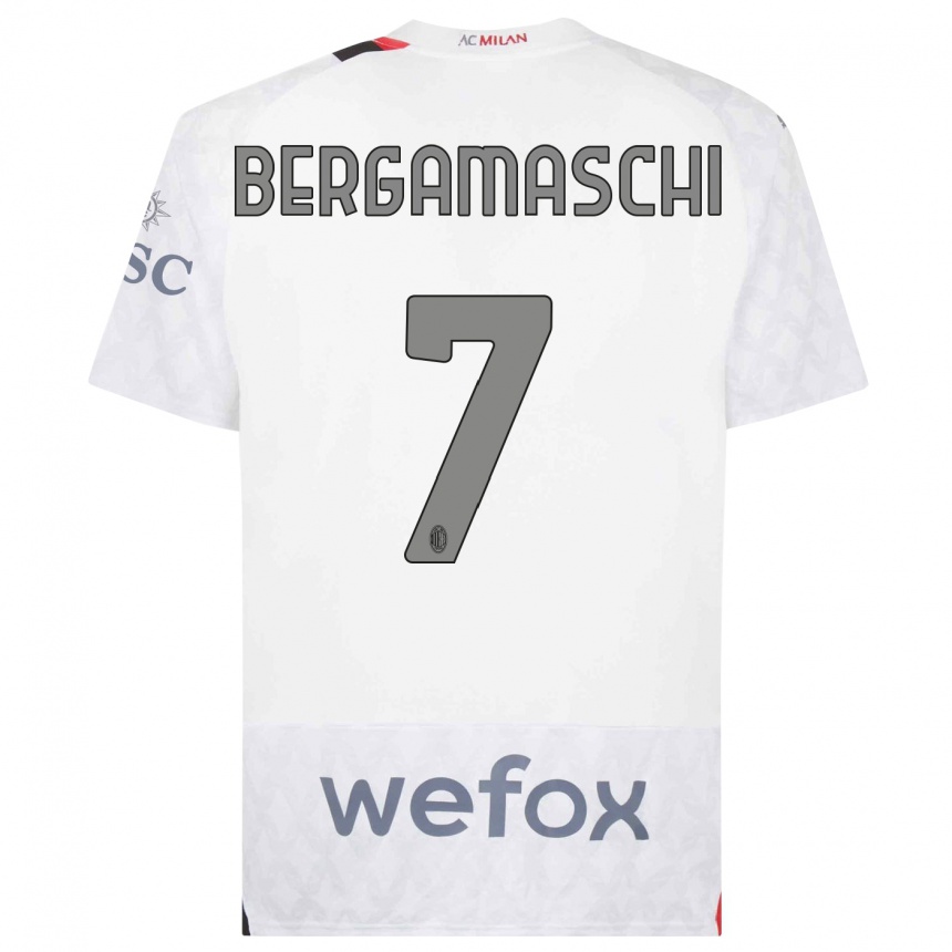 Vaikiškas Valentina Bergamaschi #7 Baltas Išvykos Marškinėliai 2023/24 T-Shirt