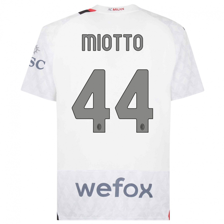 Vaikiškas Giorgia Miotto #44 Baltas Išvykos Marškinėliai 2023/24 T-Shirt