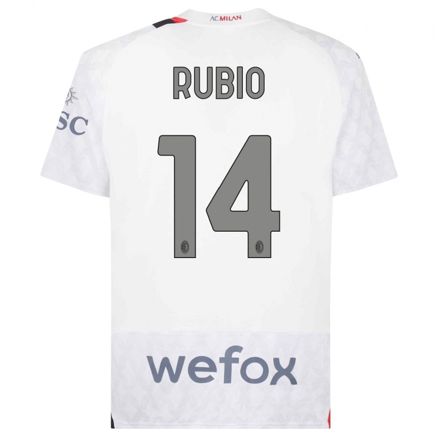 Vaikiškas Silvia Rubio #14 Baltas Išvykos Marškinėliai 2023/24 T-Shirt