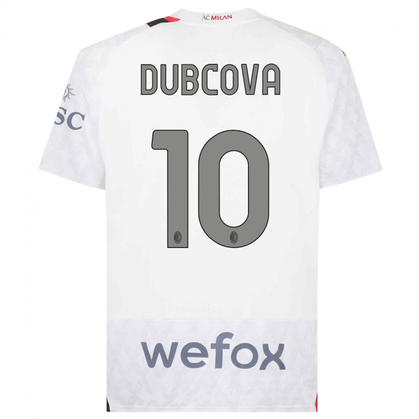 Vaikiškas Kamila Dubcova #10 Baltas Išvykos Marškinėliai 2023/24 T-Shirt