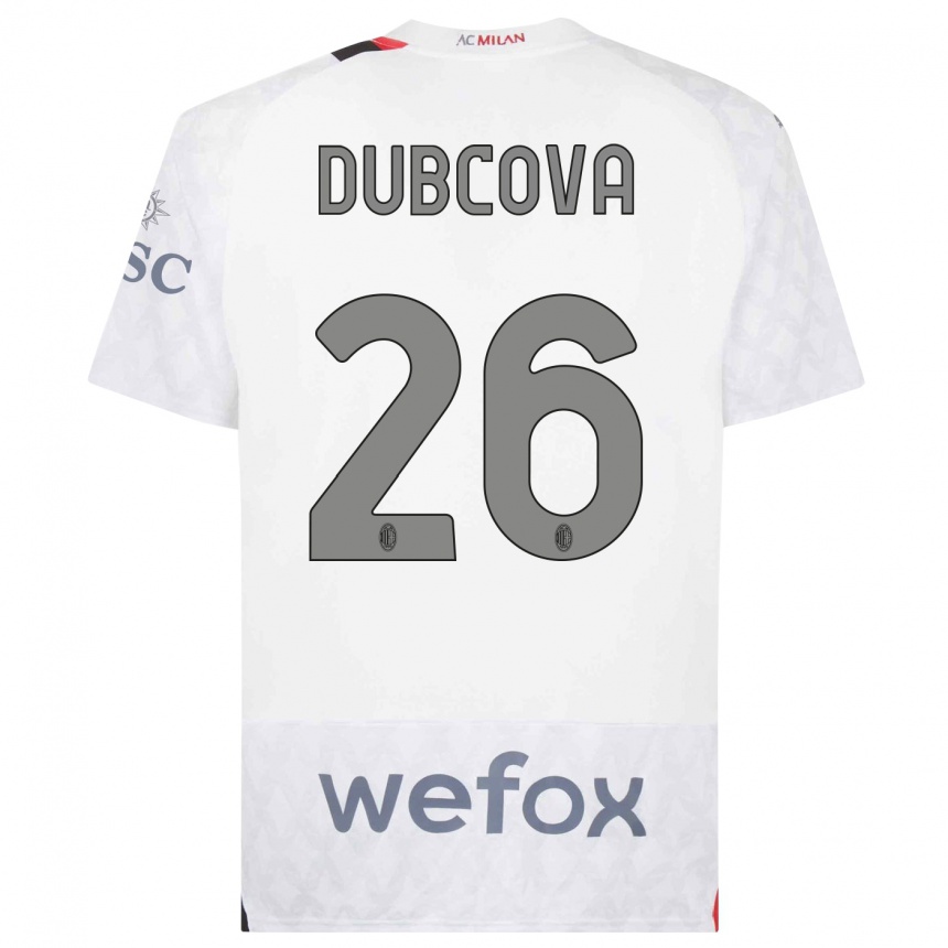 Vaikiškas Michaela Dubcova #26 Baltas Išvykos Marškinėliai 2023/24 T-Shirt