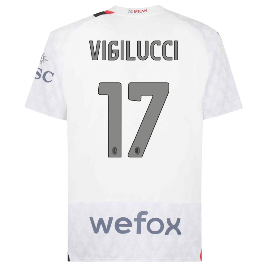 Vaikiškas Valery Vigilucci #17 Baltas Išvykos Marškinėliai 2023/24 T-Shirt