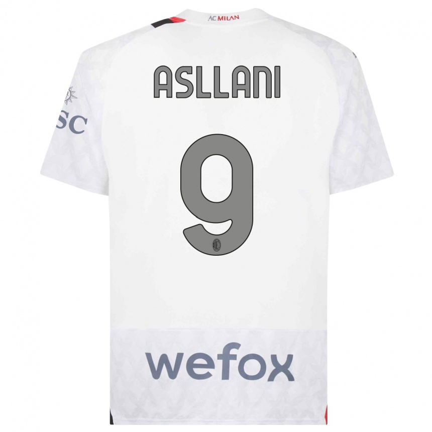 Vaikiškas Kosovare Asllani #9 Baltas Išvykos Marškinėliai 2023/24 T-Shirt