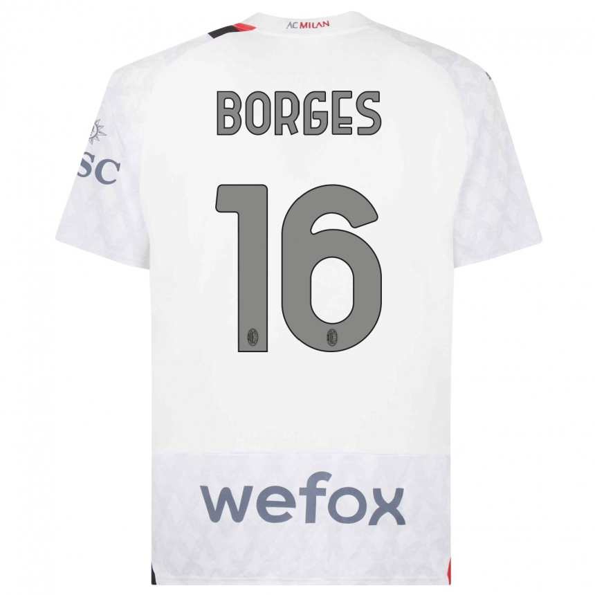 Vaikiškas Lenny Borges #16 Baltas Išvykos Marškinėliai 2023/24 T-Shirt