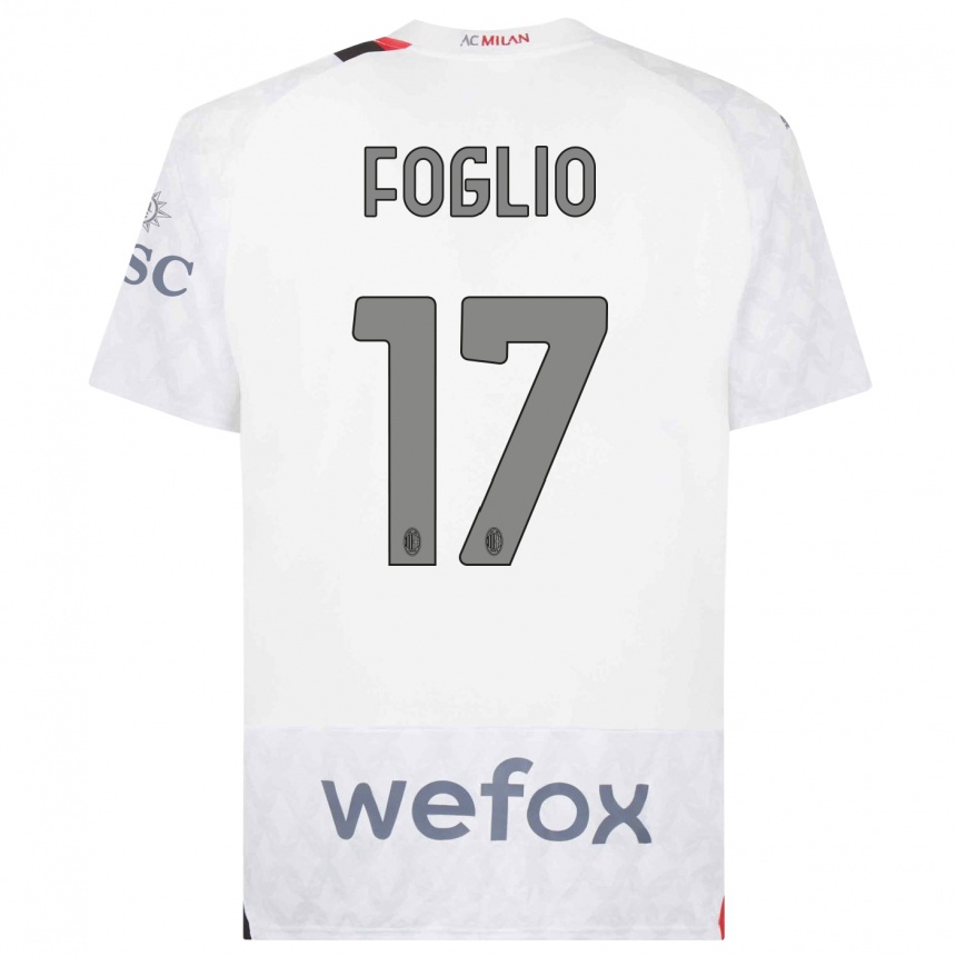 Vaikiškas Christian Foglio #17 Baltas Išvykos Marškinėliai 2023/24 T-Shirt