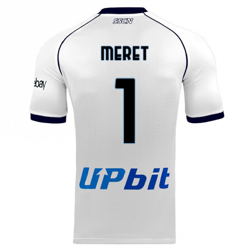 Vaikiškas Alex Meret #1 Baltas Išvykos Marškinėliai 2023/24 T-Shirt