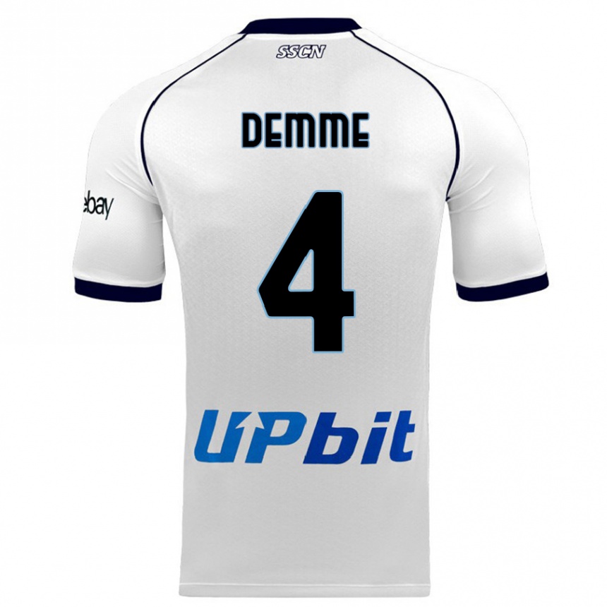 Vaikiškas Diego Demme #4 Baltas Išvykos Marškinėliai 2023/24 T-Shirt