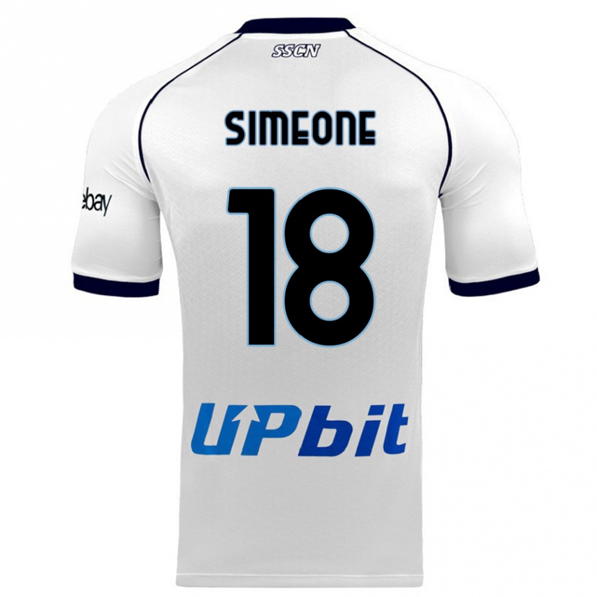 Vaikiškas Giovanni Simeone #18 Baltas Išvykos Marškinėliai 2023/24 T-Shirt