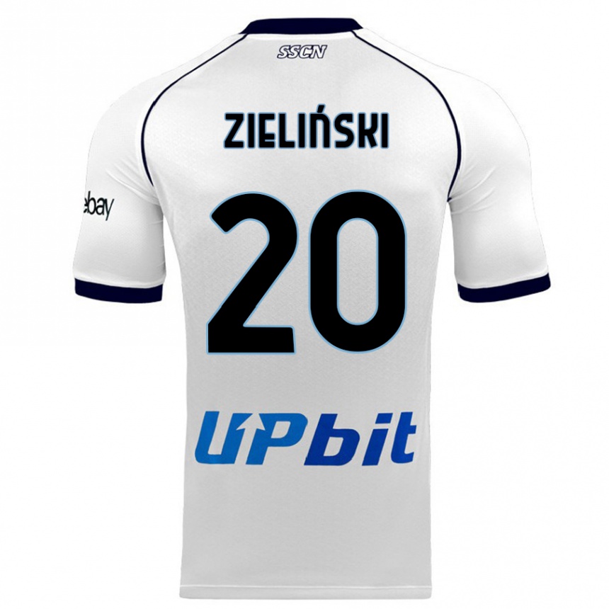 Vaikiškas Piotr Zielinski #20 Baltas Išvykos Marškinėliai 2023/24 T-Shirt