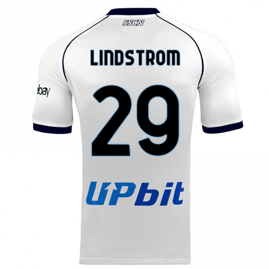 Vaikiškas Jesper Lindstrøm #29 Baltas Išvykos Marškinėliai 2023/24 T-Shirt