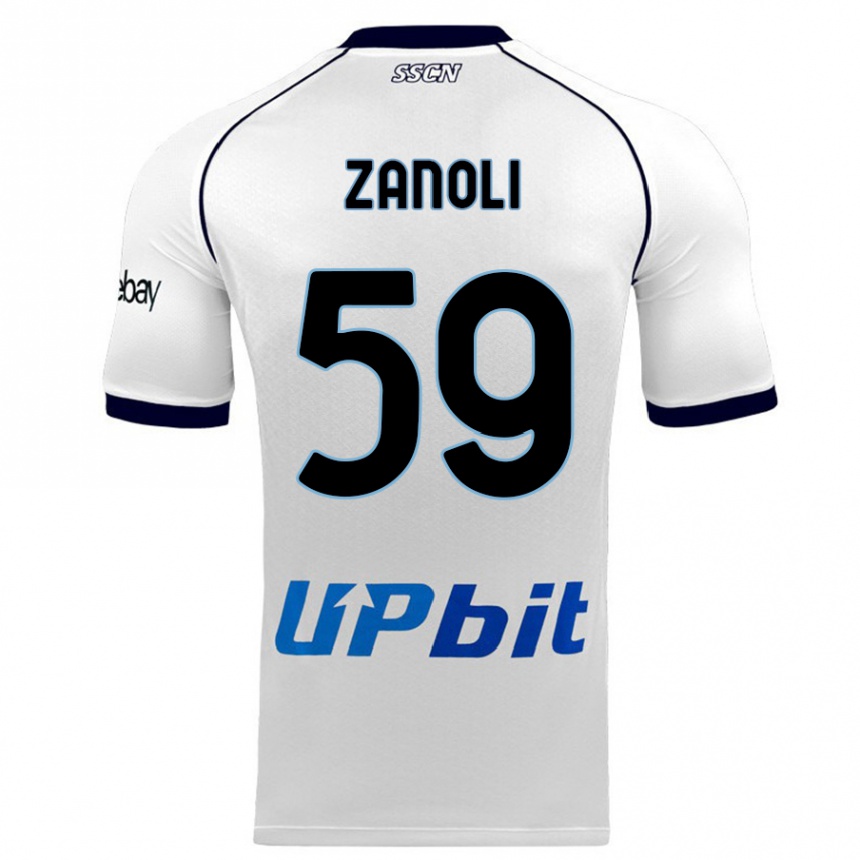 Vaikiškas Alessandro Zanoli #59 Baltas Išvykos Marškinėliai 2023/24 T-Shirt