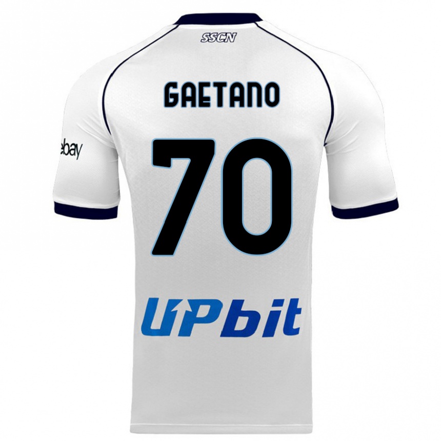 Vaikiškas Gianluca Gaetano #70 Baltas Išvykos Marškinėliai 2023/24 T-Shirt