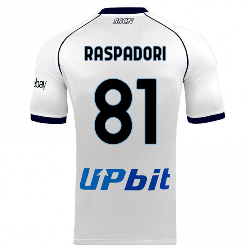 Vaikiškas Giacomo Raspadori #81 Baltas Išvykos Marškinėliai 2023/24 T-Shirt