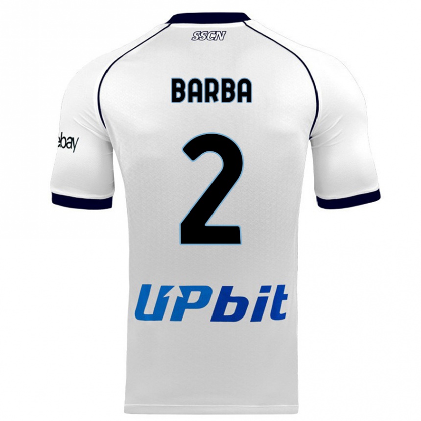 Vaikiškas Benedetto Barba #2 Baltas Išvykos Marškinėliai 2023/24 T-Shirt