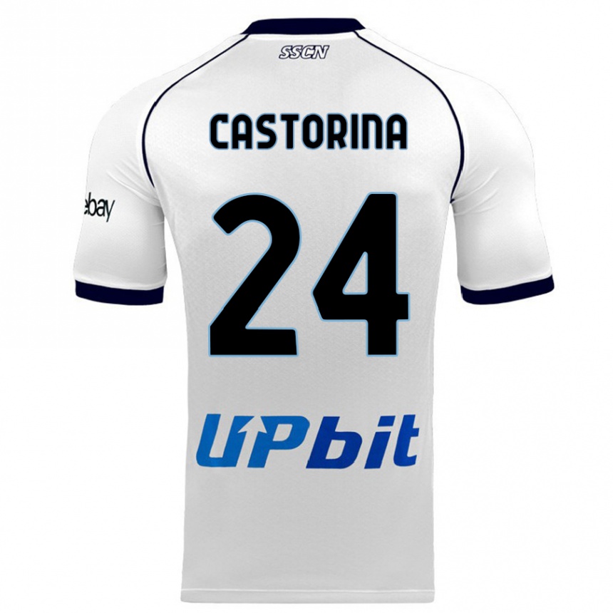 Vaikiškas Alessandro Castorina #24 Baltas Išvykos Marškinėliai 2023/24 T-Shirt