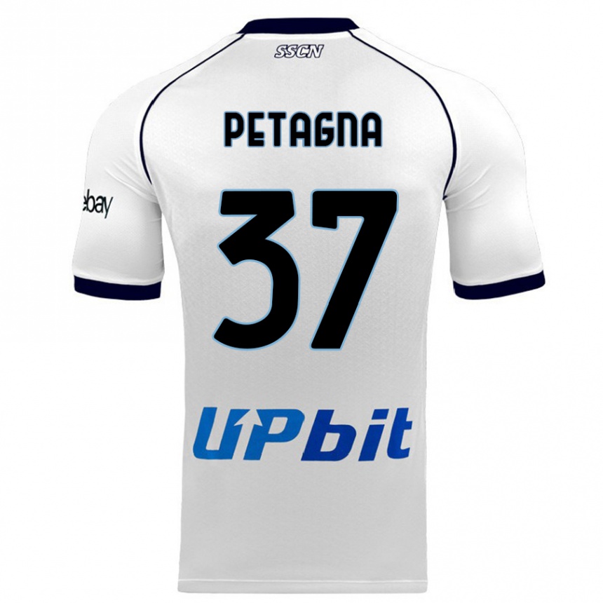 Vaikiškas Andrea Petagna #37 Baltas Išvykos Marškinėliai 2023/24 T-Shirt