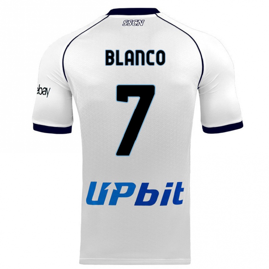 Vaikiškas Gimena Blanco #7 Baltas Išvykos Marškinėliai 2023/24 T-Shirt