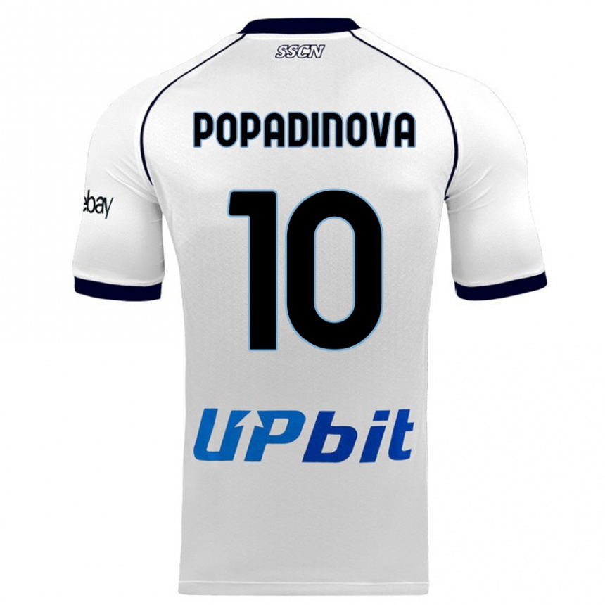 Vaikiškas Evdokiya Popadinova #10 Baltas Išvykos Marškinėliai 2023/24 T-Shirt