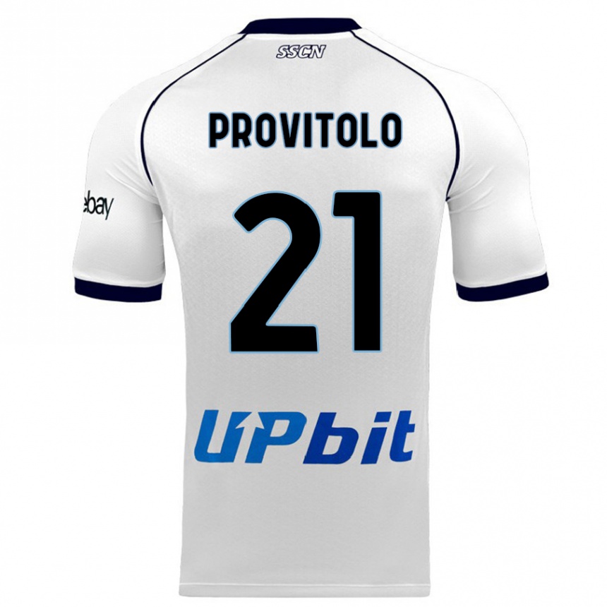 Vaikiškas Vincenzo Provitolo #21 Baltas Išvykos Marškinėliai 2023/24 T-Shirt