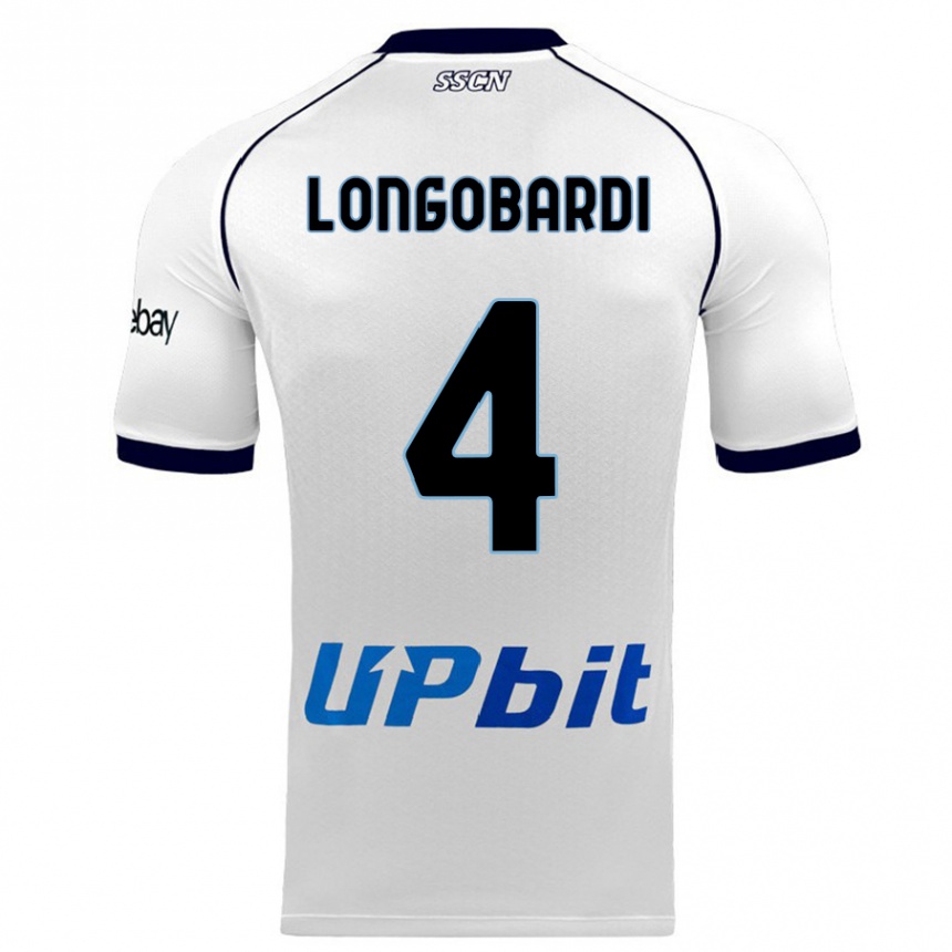 Vaikiškas Salvatore Longobardi #4 Baltas Išvykos Marškinėliai 2023/24 T-Shirt