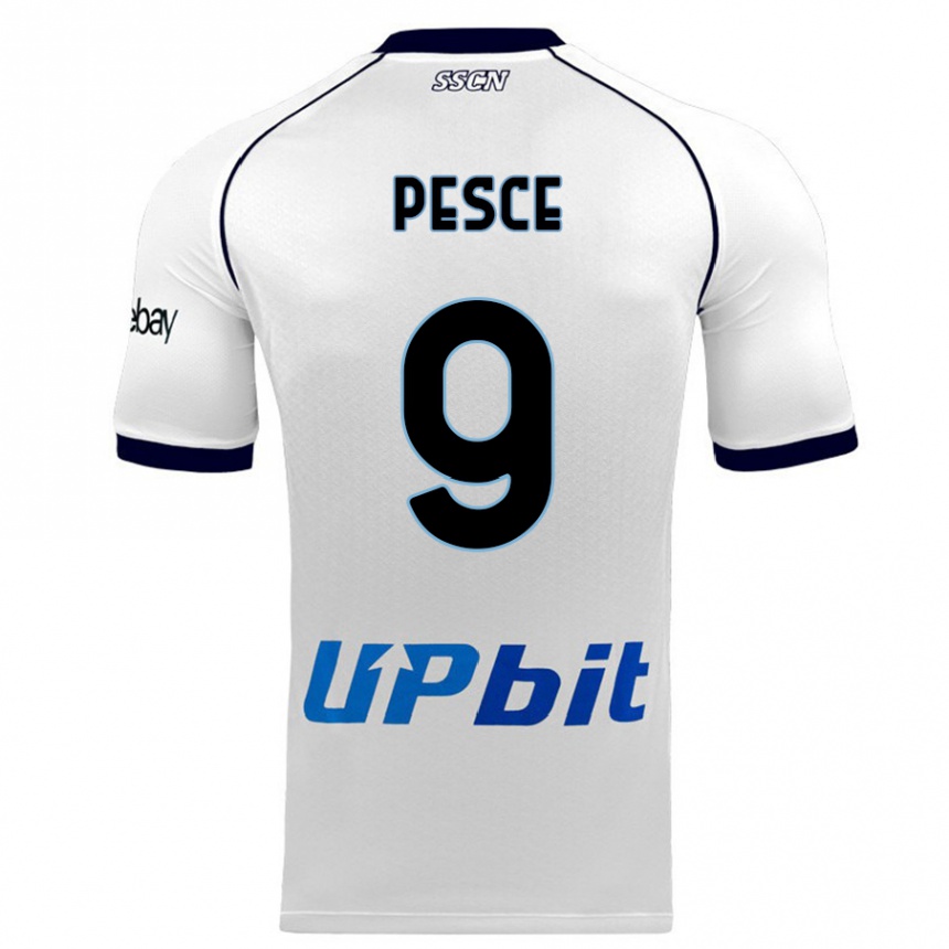 Vaikiškas Antonio Pesce #9 Baltas Išvykos Marškinėliai 2023/24 T-Shirt