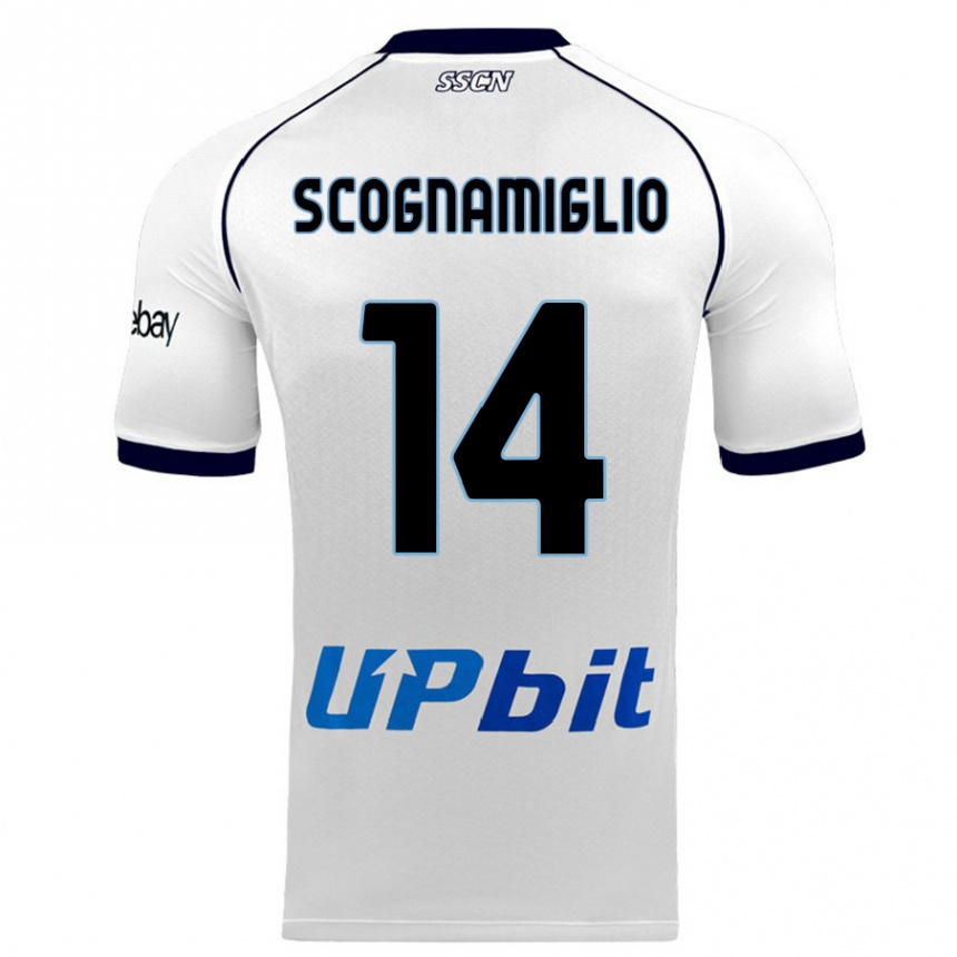 Vaikiškas Fabio Scognamiglio #14 Baltas Išvykos Marškinėliai 2023/24 T-Shirt