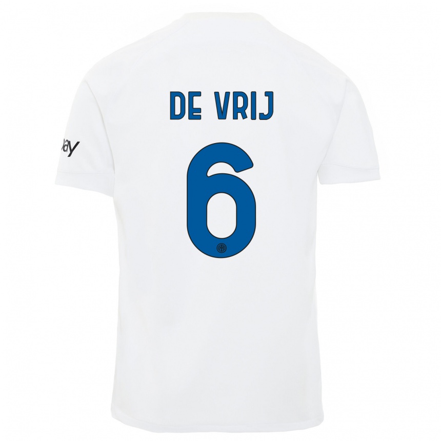 Vaikiškas Stefan De Vrij #6 Baltas Išvykos Marškinėliai 2023/24 T-Shirt