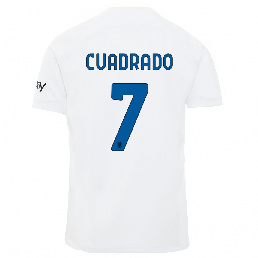 Vaikiškas Juan Cuadrado #7 Baltas Išvykos Marškinėliai 2023/24 T-Shirt