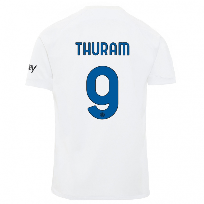 Vaikiškas Marcus Thuram #9 Baltas Išvykos Marškinėliai 2023/24 T-Shirt