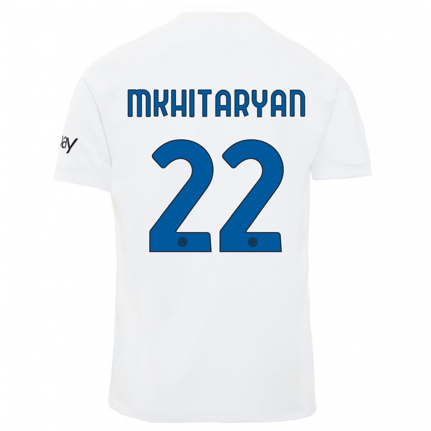 Vaikiškas Henrikh Mkhitaryan #22 Baltas Išvykos Marškinėliai 2023/24 T-Shirt