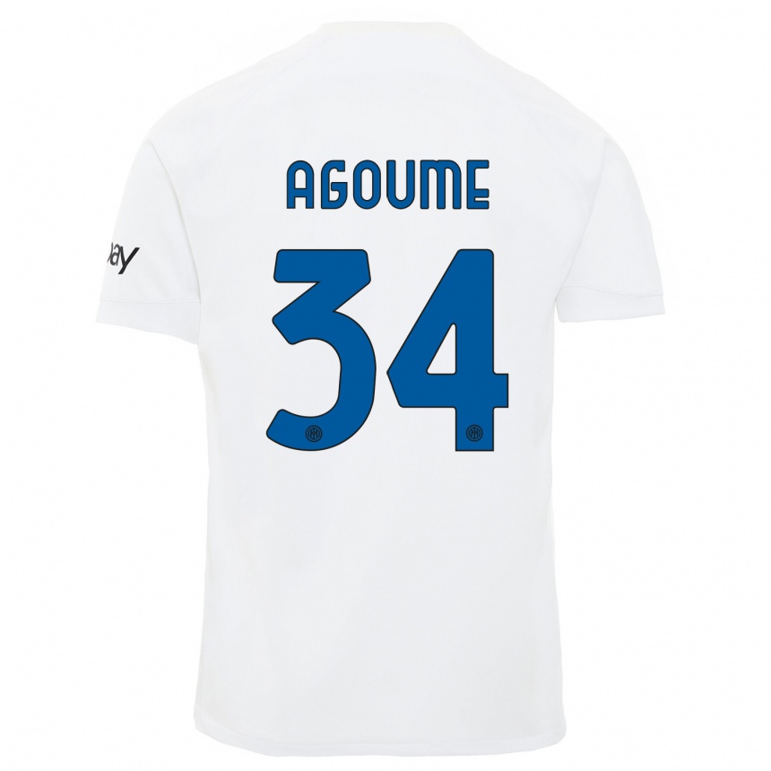 Vaikiškas Lucien Agoume #34 Baltas Išvykos Marškinėliai 2023/24 T-Shirt