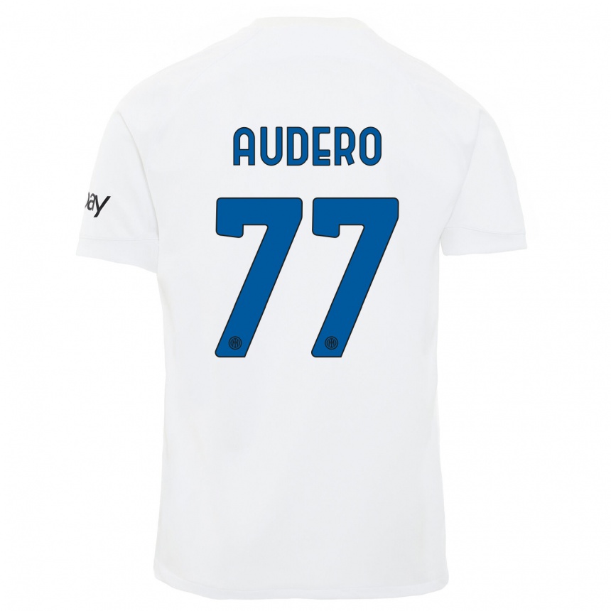 Vaikiškas Emil Audero #77 Baltas Išvykos Marškinėliai 2023/24 T-Shirt