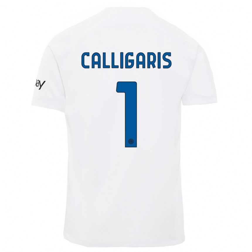 Vaikiškas Alessandro Calligaris #1 Baltas Išvykos Marškinėliai 2023/24 T-Shirt