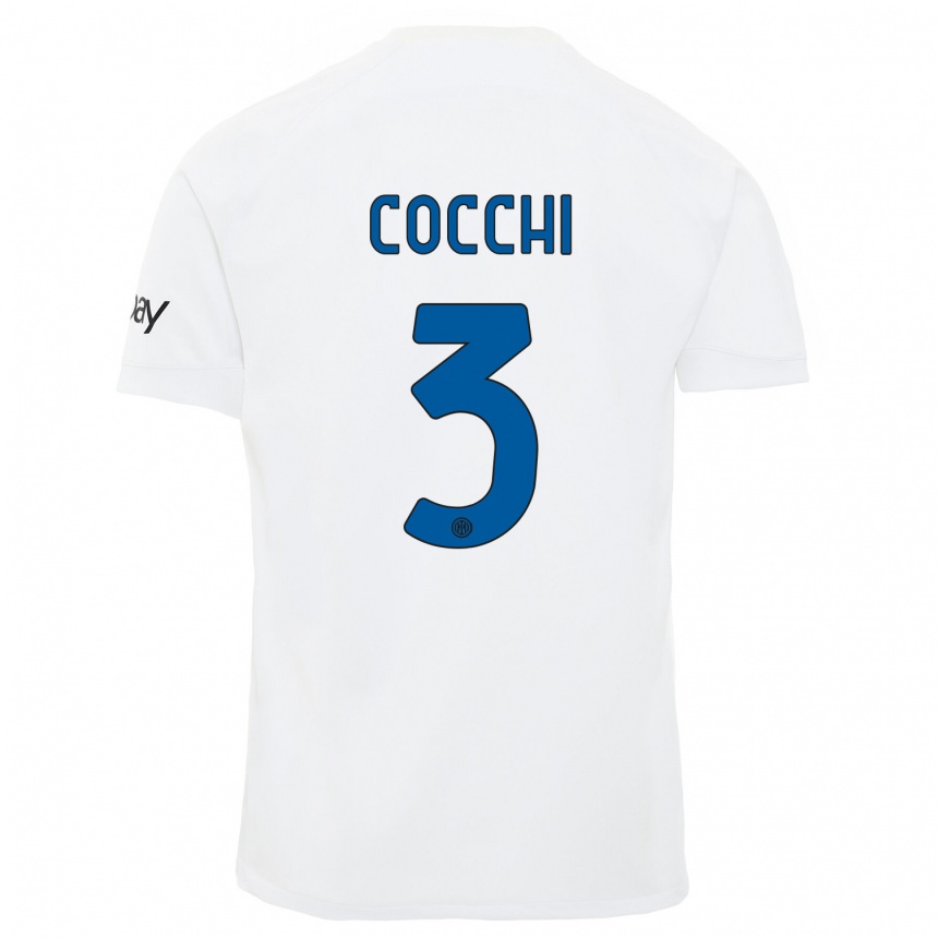 Vaikiškas Matteo Cocchi #3 Baltas Išvykos Marškinėliai 2023/24 T-Shirt