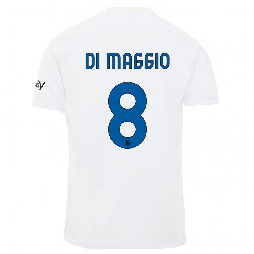 Vaikiškas Luca Di Maggio #8 Baltas Išvykos Marškinėliai 2023/24 T-Shirt