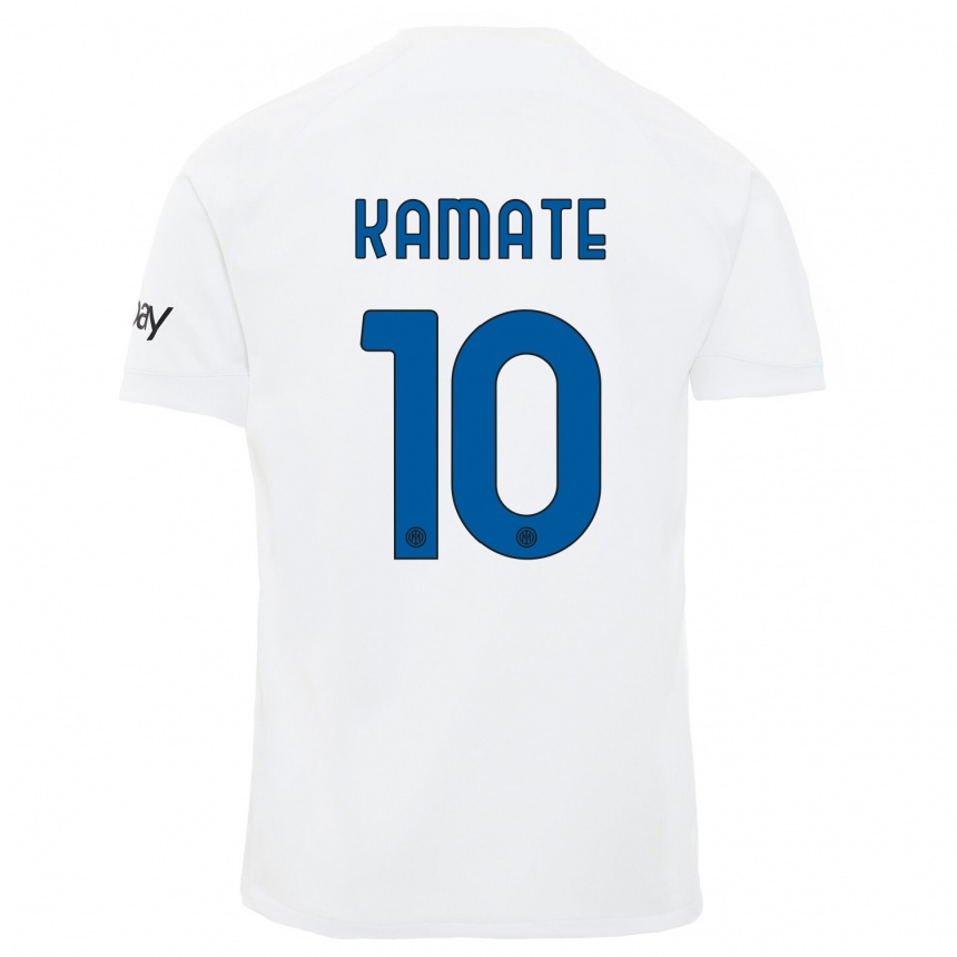 Vaikiškas Issiaka Kamate #10 Baltas Išvykos Marškinėliai 2023/24 T-Shirt