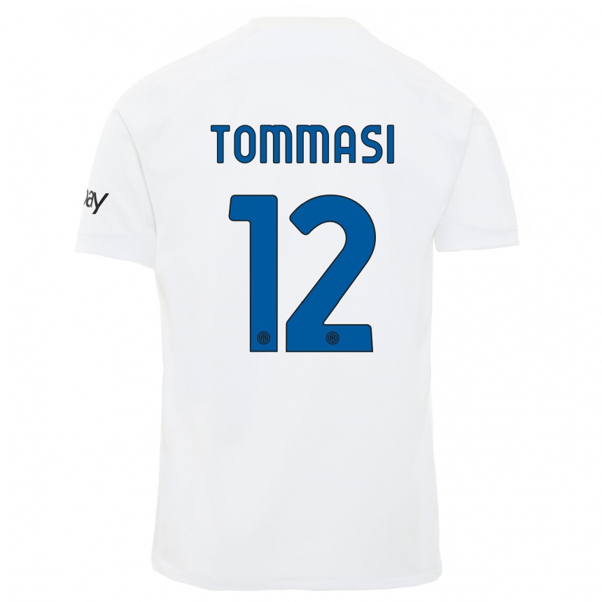 Vaikiškas Francesco Tommasi #12 Baltas Išvykos Marškinėliai 2023/24 T-Shirt