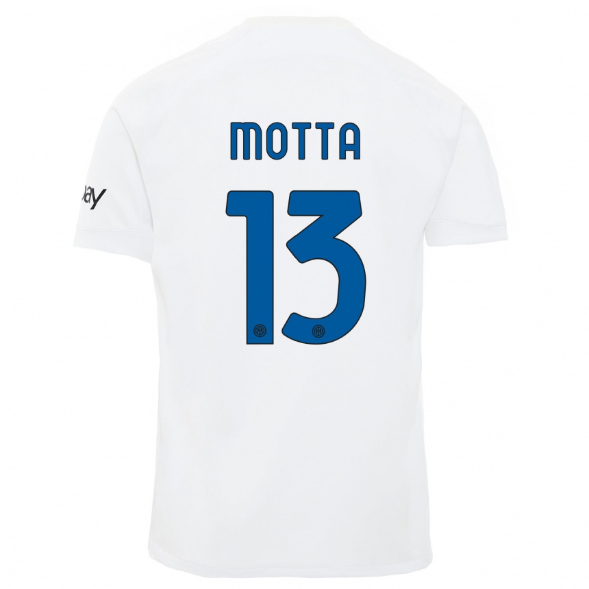 Vaikiškas Matteo Motta #13 Baltas Išvykos Marškinėliai 2023/24 T-Shirt