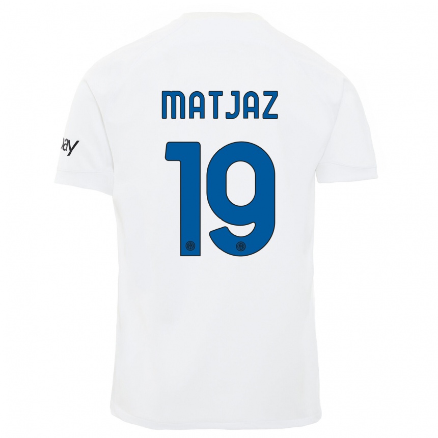 Vaikiškas Samo Matjaz #19 Baltas Išvykos Marškinėliai 2023/24 T-Shirt