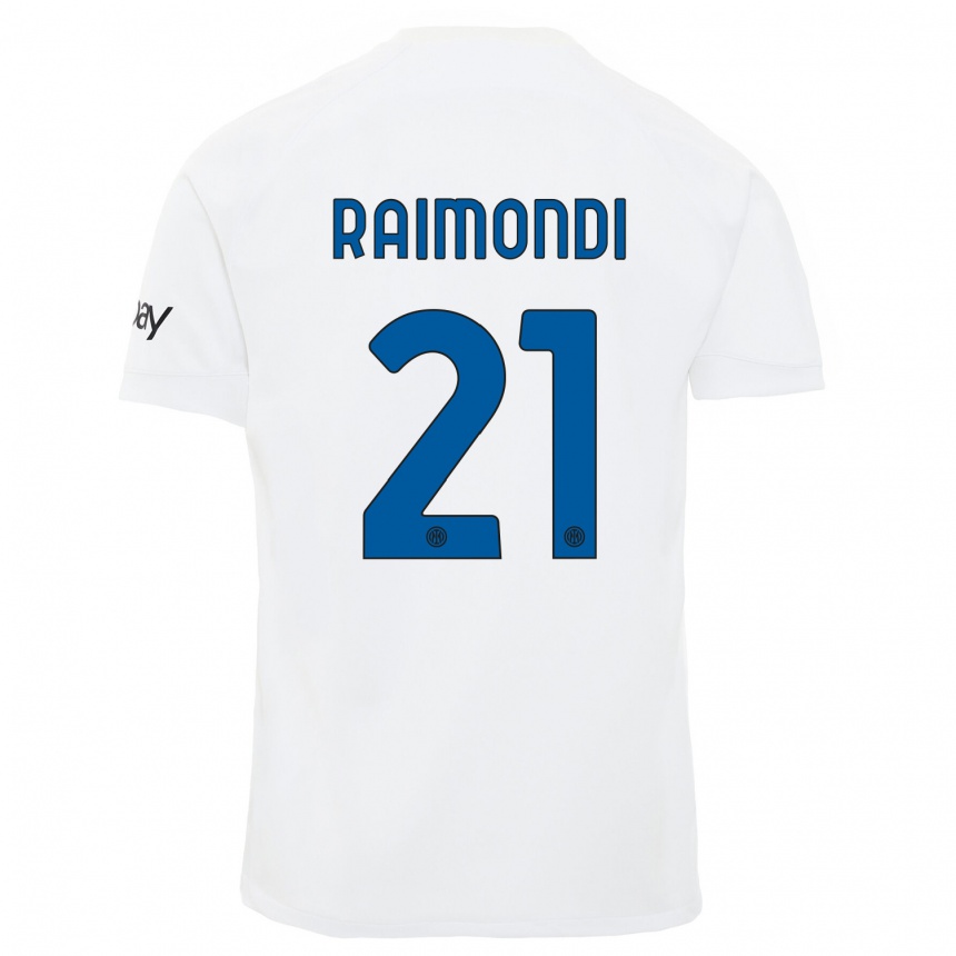 Vaikiškas Paolo Raimondi #21 Baltas Išvykos Marškinėliai 2023/24 T-Shirt