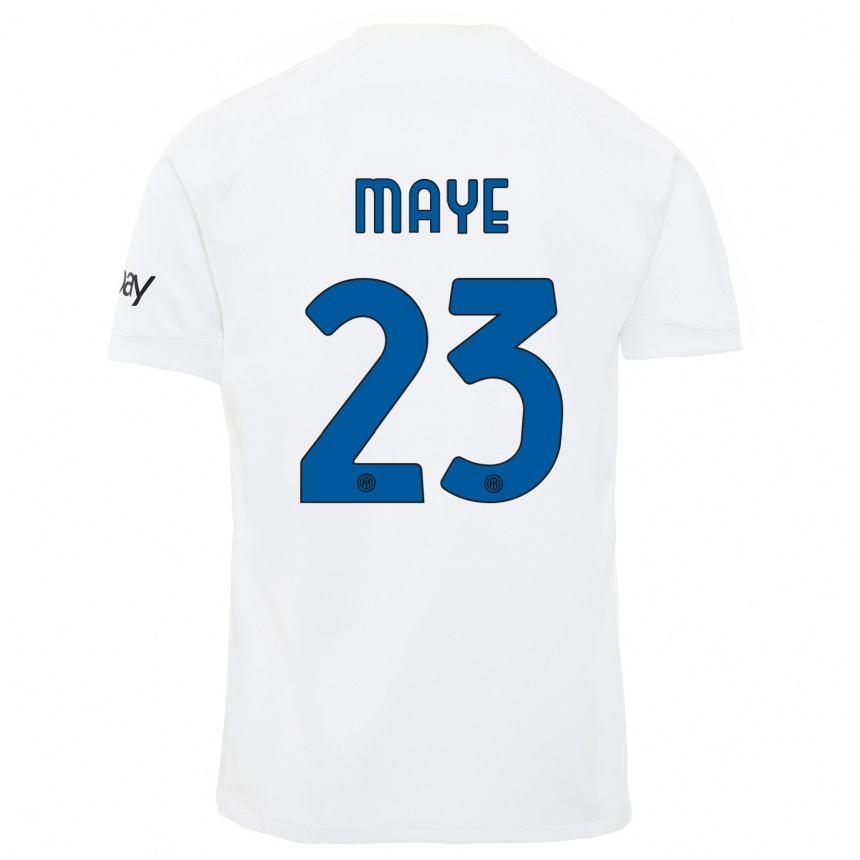 Vaikiškas Yvan Maye #23 Baltas Išvykos Marškinėliai 2023/24 T-Shirt