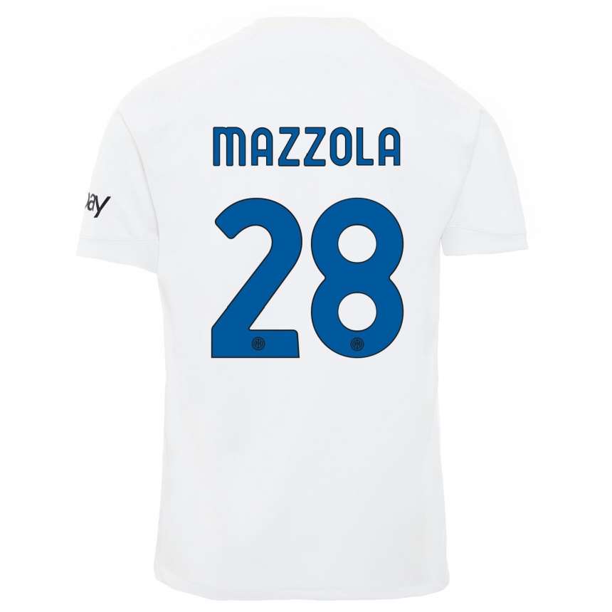 Vaikiškas Giuseppe Mazzola #28 Baltas Išvykos Marškinėliai 2023/24 T-Shirt